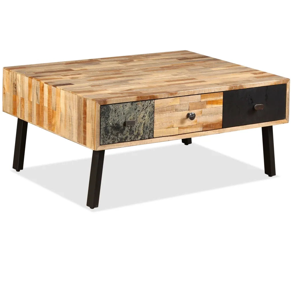 Tavolino da CaffÃ¨ in Legno di Teak Rigenerato 90x65x40 cm