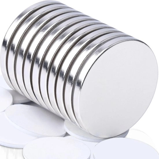 Magnetici forti, 10 pezzi 32x3 mm Magnetici Autoadesivi forti, Magnetici rotondi forti per Tavola Magnetica, Tavola bianca, Ufficio creativo Magnetici per frigorifero Magnetici della Terra rara con Adesivo a doppia faccia