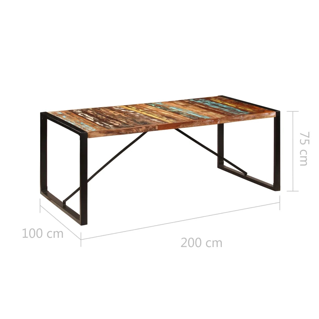 Tavolo da Pranzo 200x100x75 cm in Legno Massello di Recupero