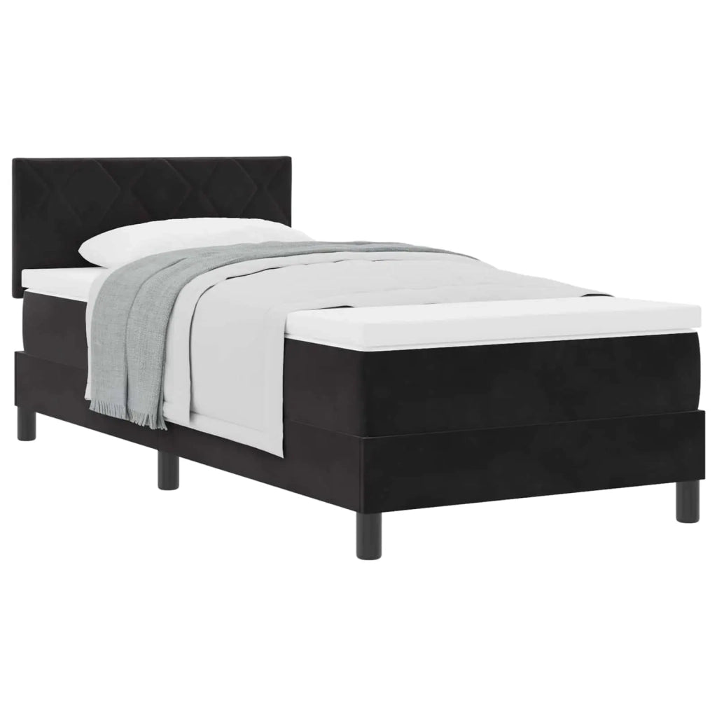 Letto a molle con materasso Nero 90 x 190 cm Velluto 3339208
