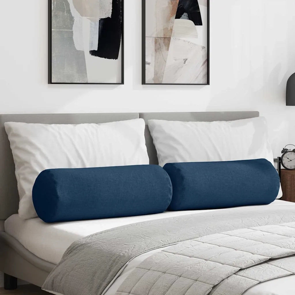 Cuscini a rullo 2 pcs Blu Ø 25 x 70 cm Tessuto