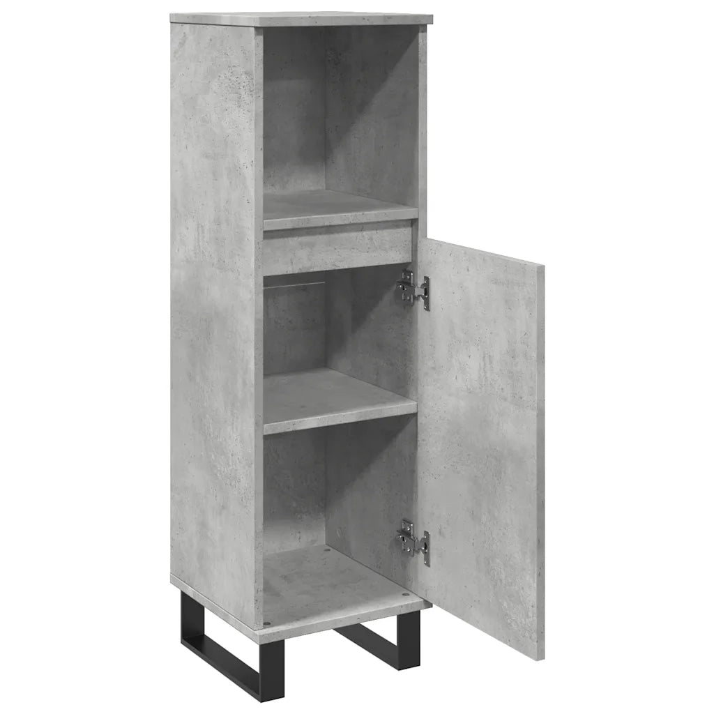 Armadietto da Bagno Grigio Cemento 30x30x100 cm in Truciolato 857210