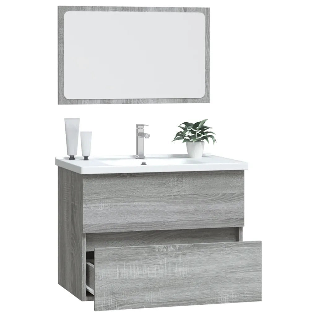 Set Mobili da Bagno 2 pz Grigio Sonoma in Legno Multistrato 815736