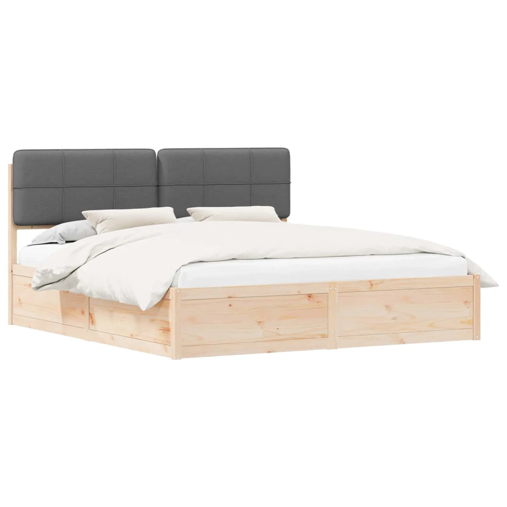 Letto con Testiera Rivestita Grigio scuro 200 x 200 cm