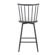 Sgabello da bar con schienale Windsor e seduta imbottita; poggiapiedi; PU bianco 73 × 45.5 × 45 cm