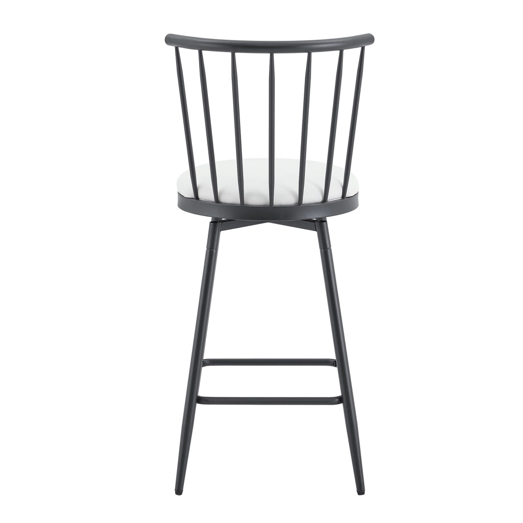 Sgabello da bar con schienale Windsor e seduta imbottita; poggiapiedi; PU bianco 73 × 45.5 × 45 cm