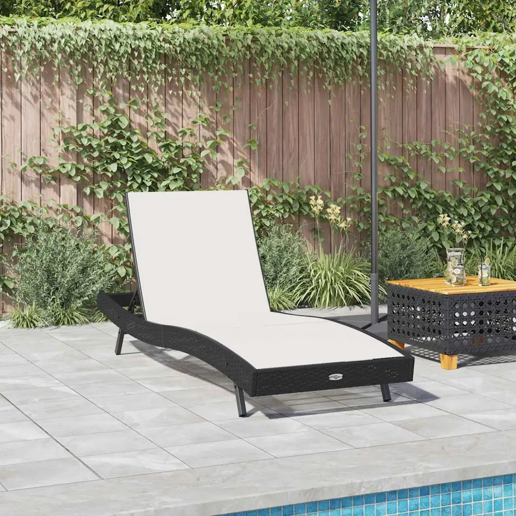 Lettino da Lettino sole | Sdraio da giardino | Lettino da sole Nero e Bianco 197 x 70 x 82 cm polyrattan