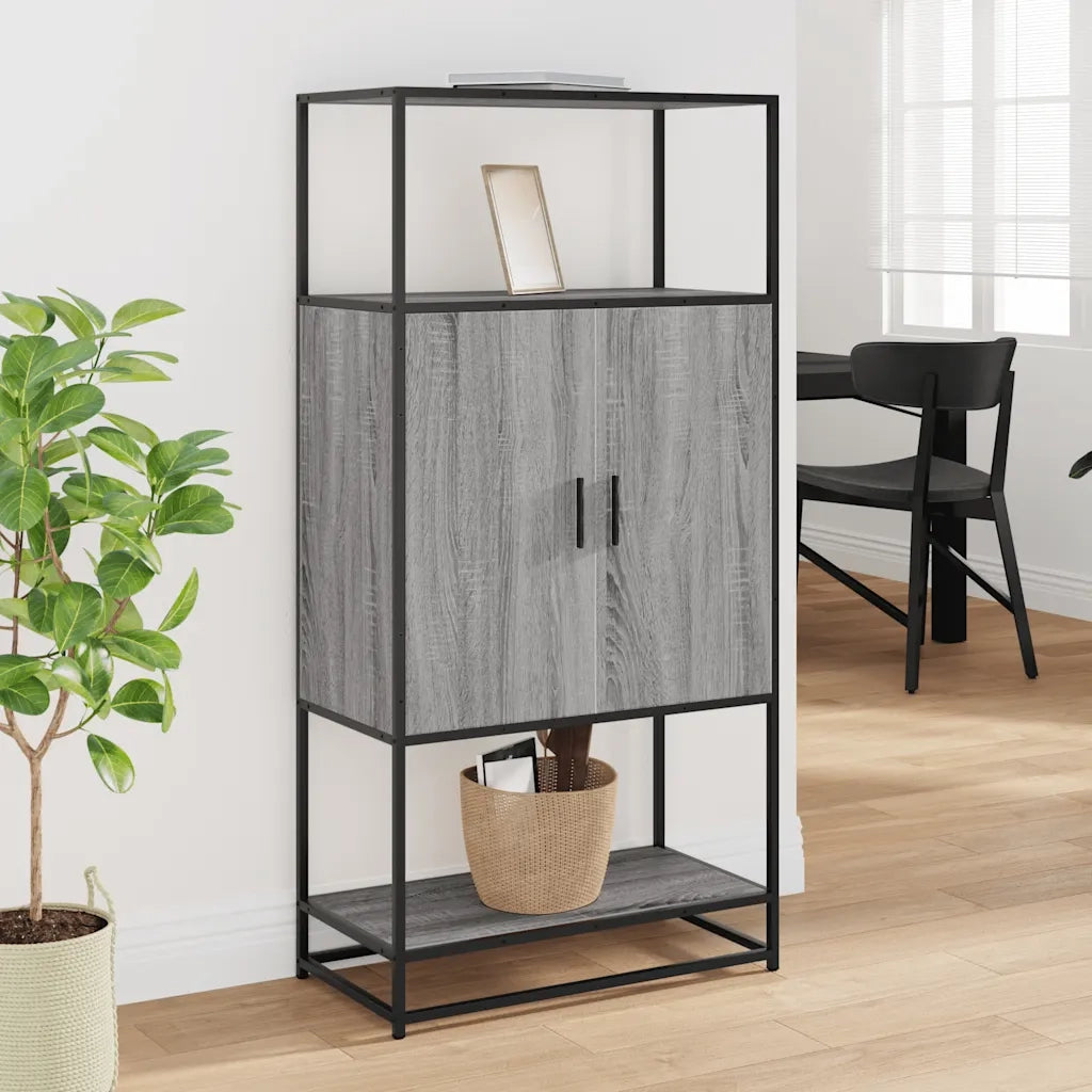 Credenza Grigio Sonoma 68x35x139 cm Legno Multistrato Metallo 849042