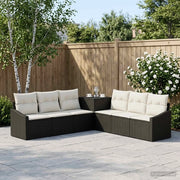 Set di divani 7 pz Nero e Bianco Crema 3448735