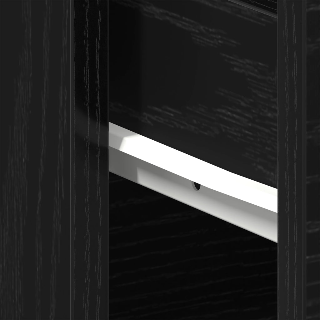 Comodino Nero Rovere 40x30x39 cm in legno ingegnerizzato di