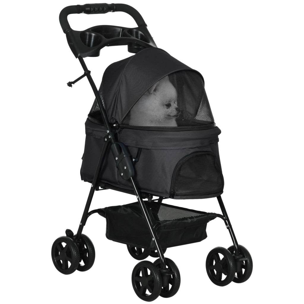 Passeggino pieghevole per cani e gatti ¨C Xylo ¨C tessuto Oxford 300D impermeabile con cestino portaoggetti