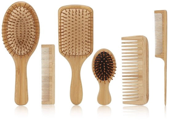 Set di pettini per capelli 6 pezzi - Ergonomico - Ambientalmente amichevole - Pettine per capelli smontabile - Materiali naturali - Per uso domestico - Pettine per capelli