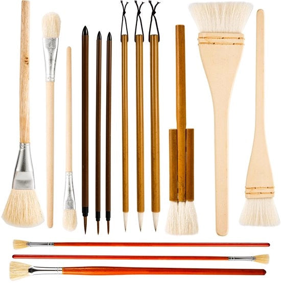 Set di 15 Pennelli a Glitter Ceramico - Varie Forme - Ideali per la Pittura