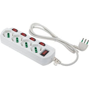 MULTIPRESA BIPASSO SCH +4 INT.LUM RETAIL FME - BIANCO POSTI 4 2P+T 16A NÂ°XMMQ 3X0,75 MT 1,5- 2 pezzi