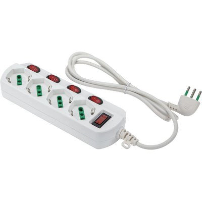 MULTIPRESA BIPASSO SCH +4 INT.LUM RETAIL FME - BIANCO POSTI 4 2P+T 16A NÂ°XMMQ 3X0,75 MT 1,5- 2 pezzi