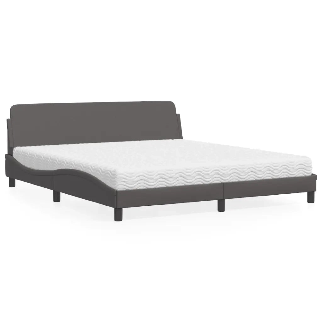Letto con Materasso Dover Grigio 180x200 cm in Similpelle