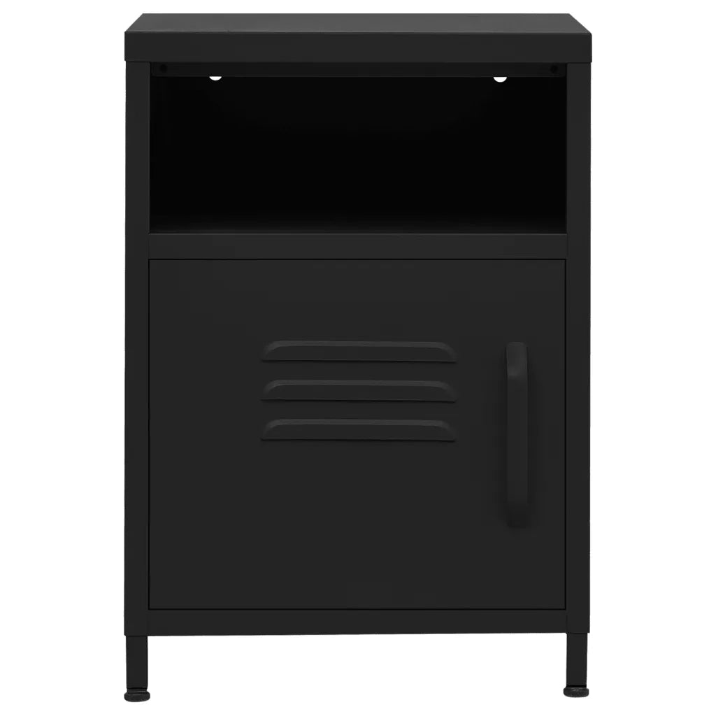 Set di 2 Comodini | Armadio da Notte | Mobiletto da notte Neri 35x35x51 cm in Acciaio