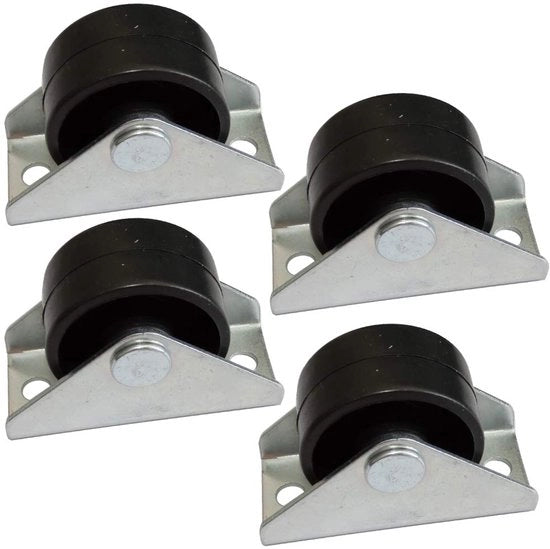 4 ruote per mobili, diametro 30 mm, altezza 32,5 mm, spessore 15,5 mm, peso 25 kg, piatto di montaggio 21 x 48 mm, codice C42666