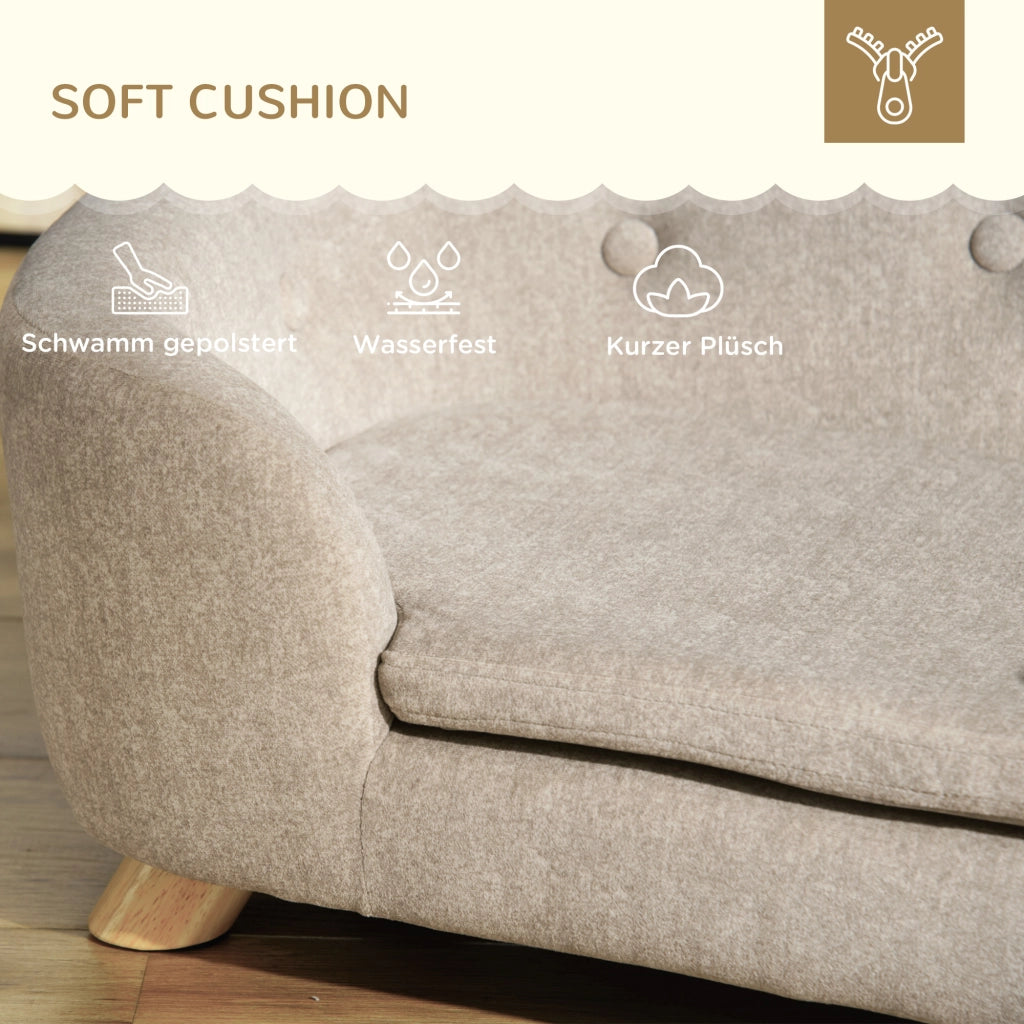 Sofa per animali da compagnia ¨C Zephmum ¨C Tessuto imbottito con cuscino crema 70x47x30 cm