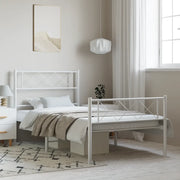 Giroletto con Testiera e Pediera Metallo Bianco 100x200 cm 372339