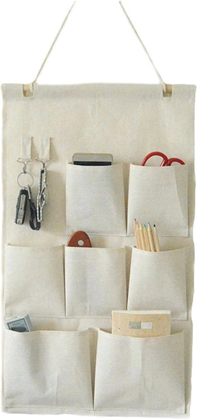 Organizzatore per Porta con 7 Tasche in Lino e Canapa con Ganci (Grande)