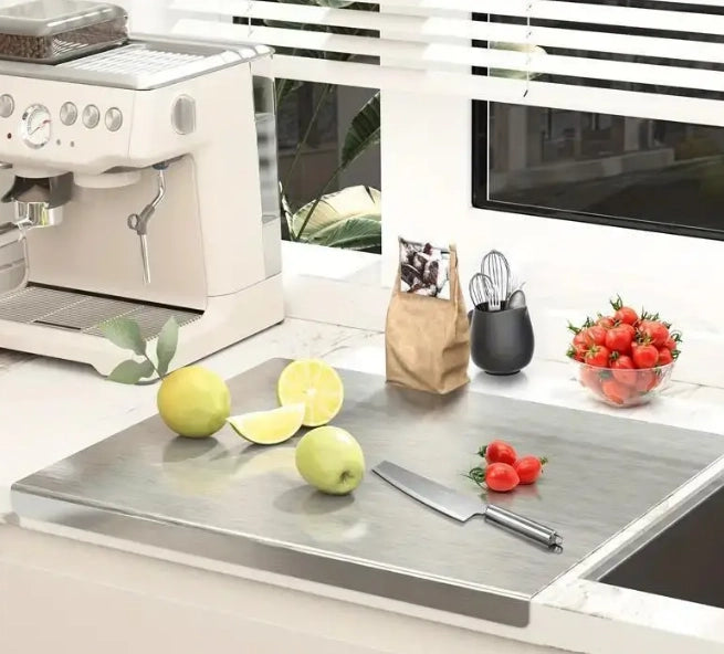 Spianatoia Tagliere in Acciaio Inox 304 per Impastare, con Tappeto Antiscivolo Omaggio 40x48 cm