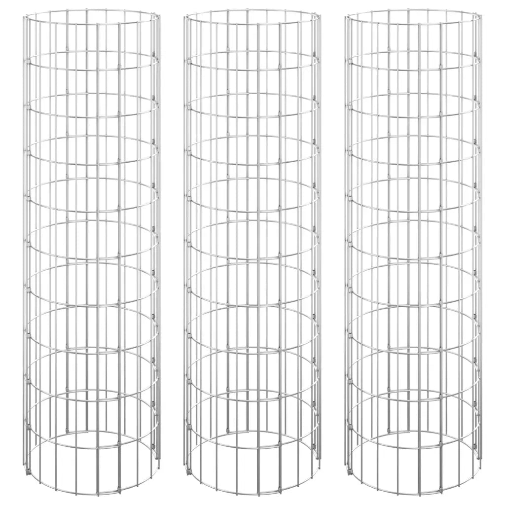 Fioriere Gabbione Circolare 3 pz in Acciaio Zincato Ø30x100 cm 152020