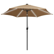 Ombrellone con Luci a LED e Palo Alluminio 300 cm Grigio Talpa 47363