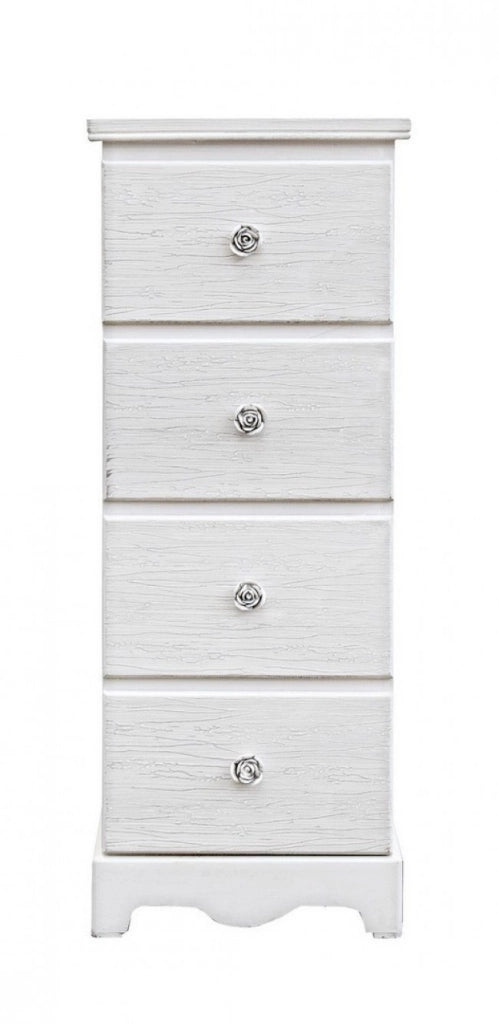 Cassettiera 4 Cassetti Legno Bianco Rustica da Interno - BLAINE