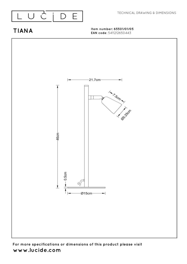 Lampada da tavolo TIANA industriale 1xGU10 nero Lucide