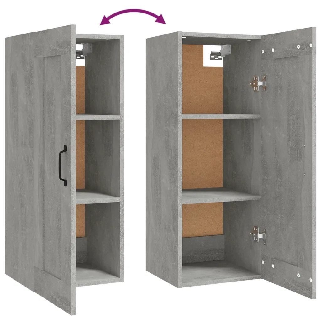 Armadietto a Muro Grigio Cemento 35x34x90 cm Legno Multistrato 812478