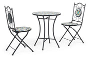 Set da Giardino Esterno Tavolino 2 Sedie Decori in Ceramica Positano Bizzotto