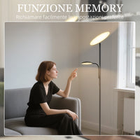 Lampada da Terra con 2 Punti Luce LED Regolabile Temperatura 2700K-6500K con Telecomando in Metallo e PC Nero