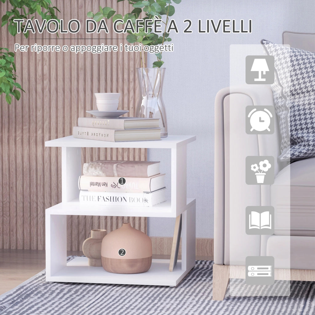 Tavolino da Caff¨¨ ¨C Zephmum ¨C Legno Bianco 40x40x43cm
