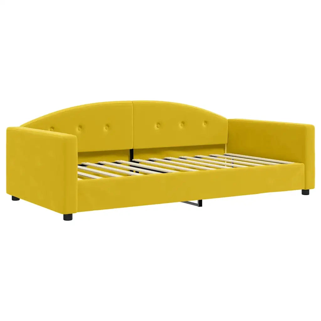 Divano Letto Estraibile con Cassetti Giallo 100x200cm Velluto 3197385