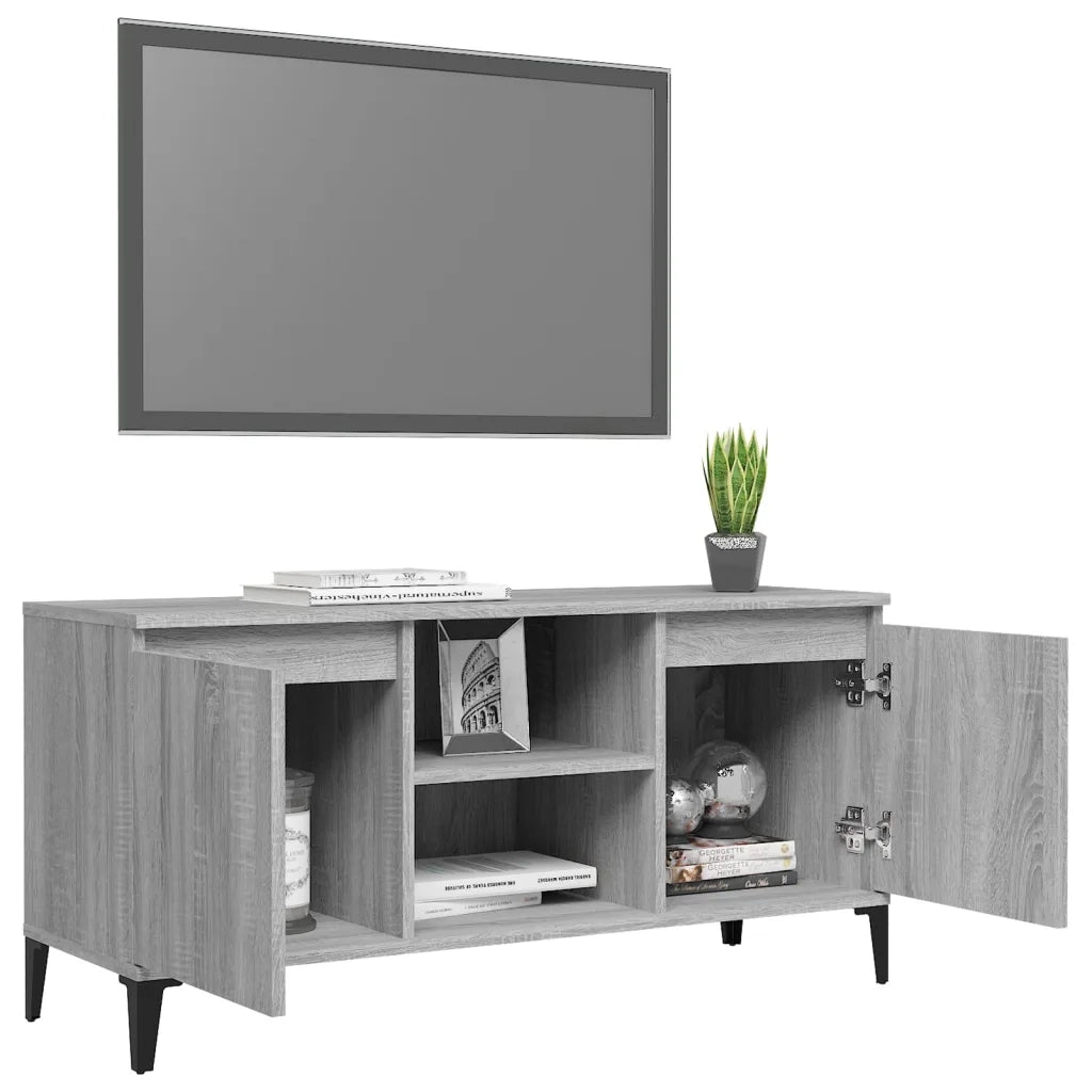 Mobile TV con Gambe in Metallo Grigio Sonoma 103,5x35x50 cm 813162