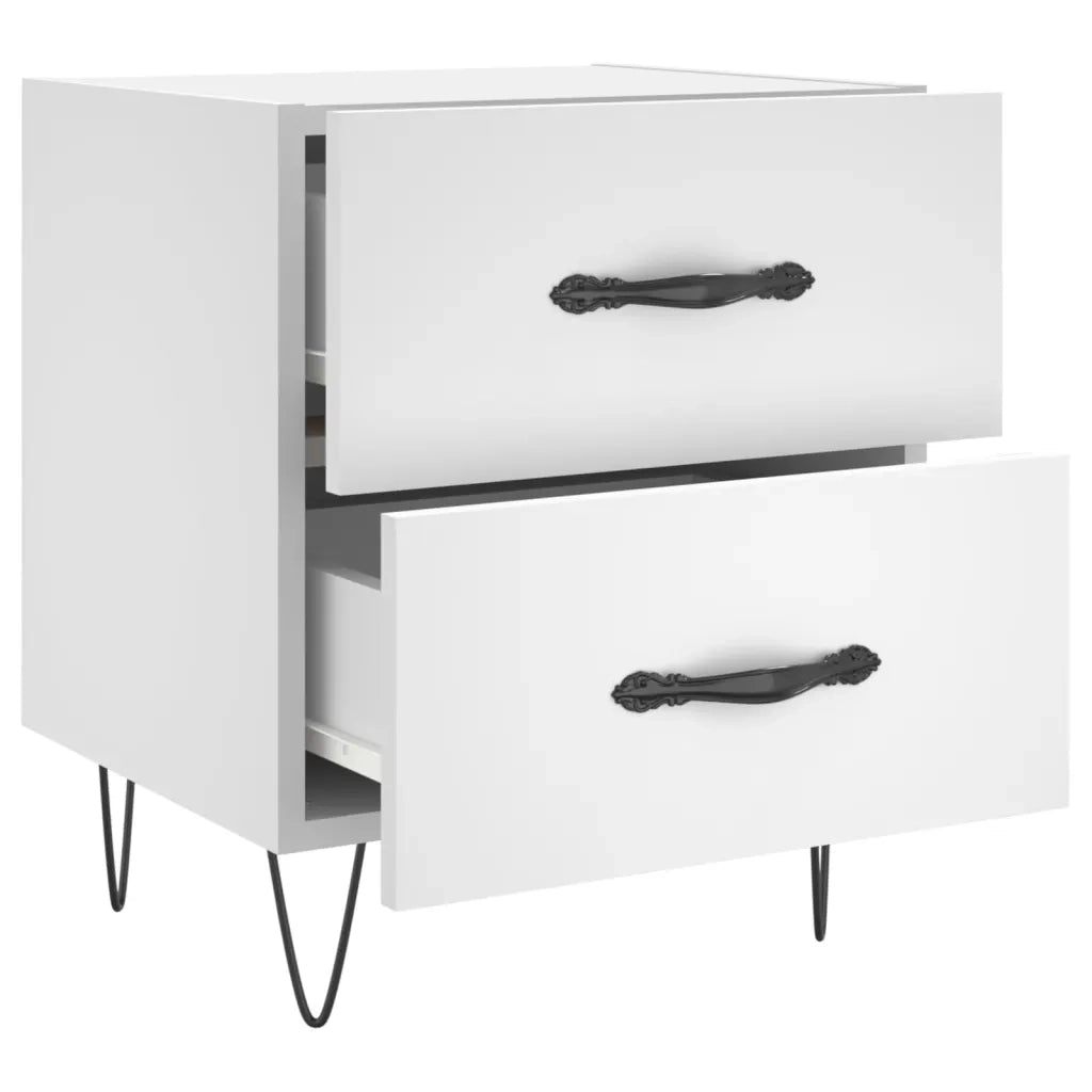 Set di 2 Comodini | Armadio da Notte | Mobiletto da notte Bianchi 40x35x47,5 cm in Legno Multistrato
