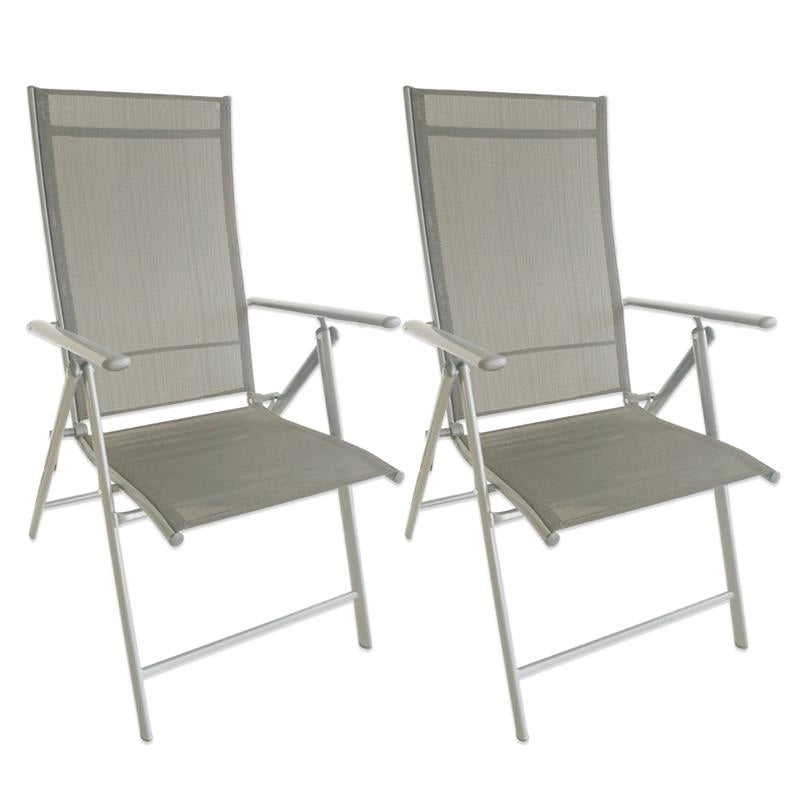 SET 2 SEDIE PIEGHEVOLI ANTIBES 7 POSIZIONI STRUTTURA IN ACCIAIO SEDUTA IN TEXTILENE COLORE ECRU 57X68X105 CM