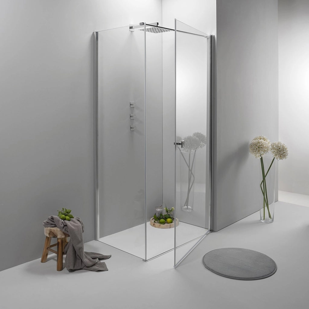 Cabina Box Doccia 90x90 Cm Porta Battente con Lato Fisso Trasparente
