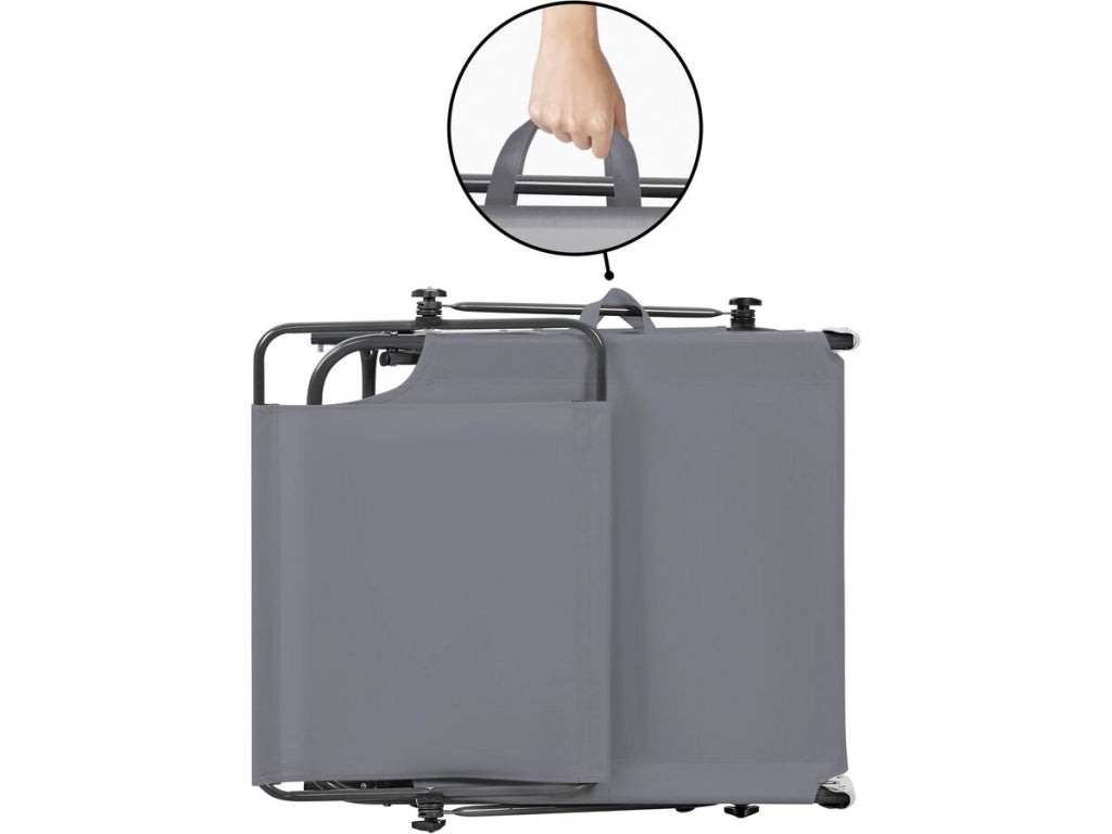 Set di 2 lettini prendisole pieghevoli "Lazy" - Con parasole - Grigio