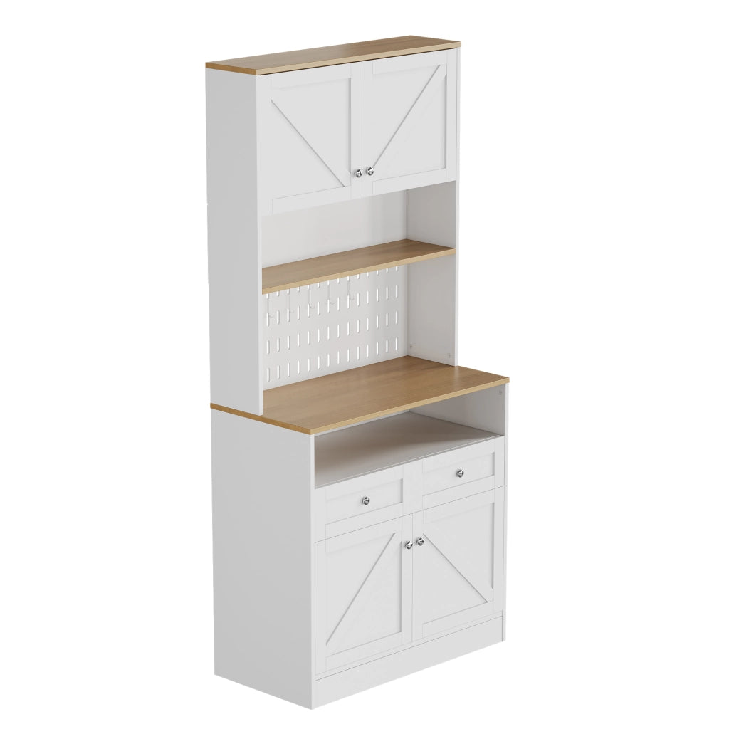 Credenza con 4 Ante e 2 Cassetti ¨C Xylo ¨C Bianco con Maniglie Argento