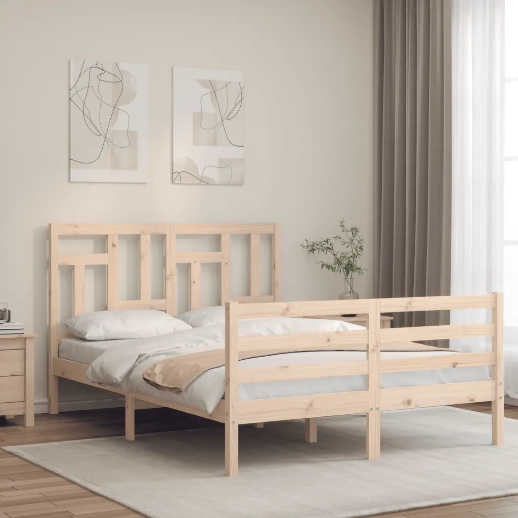 Giroletto con Testiera-Struttura Letto con testiera Double in Legno Massello 253651