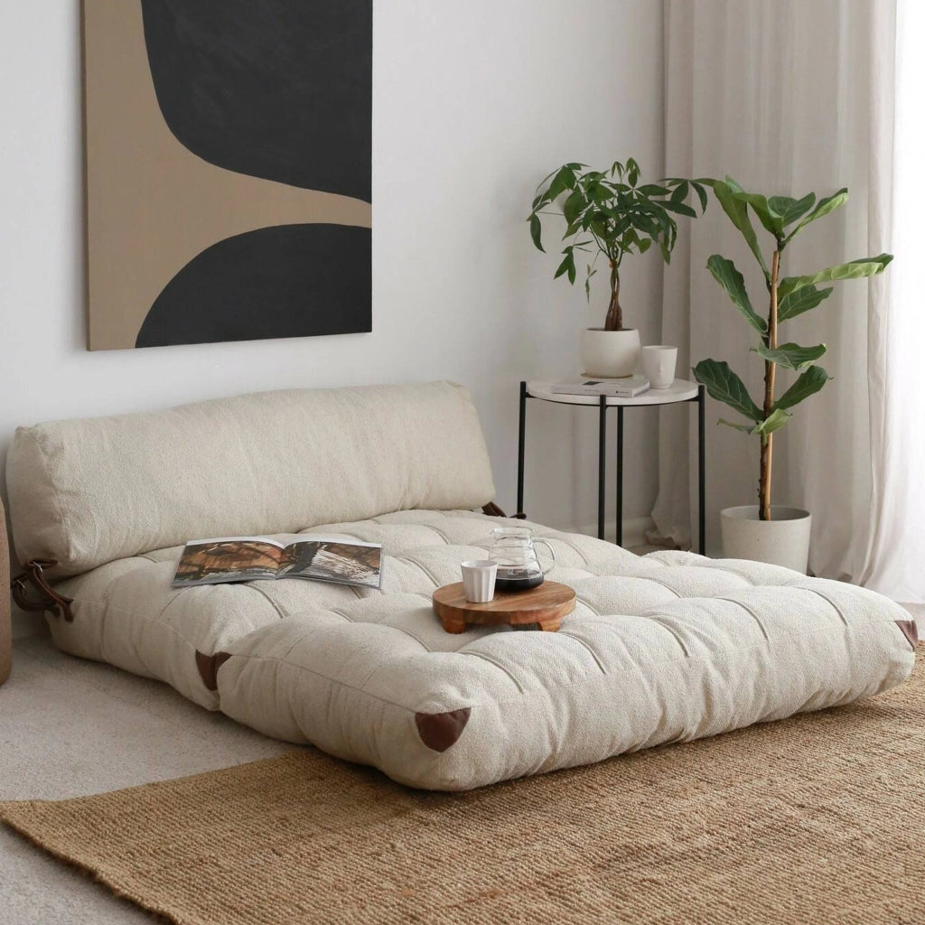 Surigae, Divano Letto 2 Posti Contenitore, 120x75 cm Bianco Crema