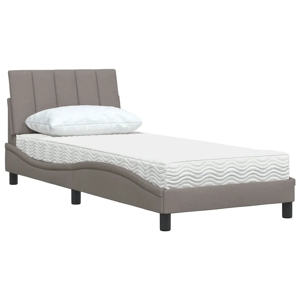 Letto con Materasso Hanko Tortora 80x200 cm in Tessuto 3310493