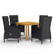 Set Mobili da Pranzo per Giardino 5 pz Nero cod mxl 36970