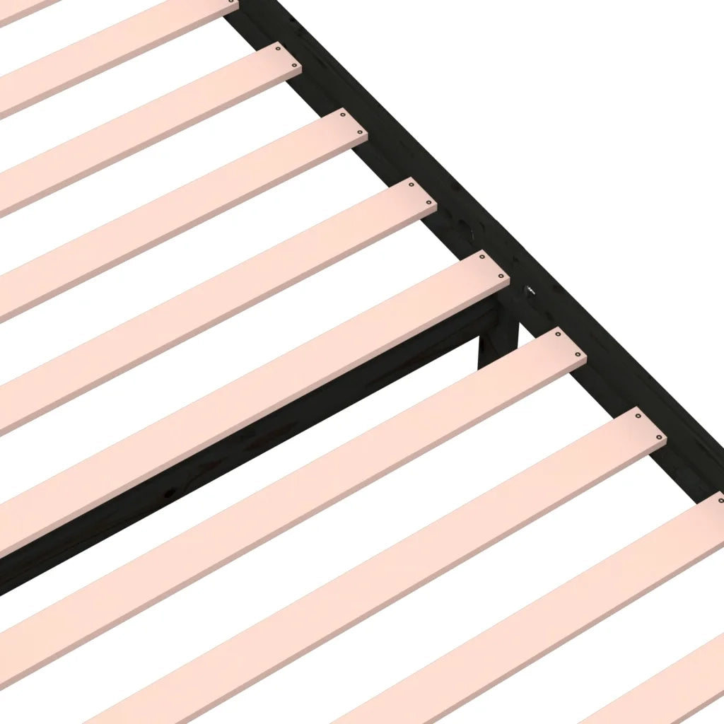 Giroletto-Struttura Letto Nero in Legno Massello 90x190 cm Single