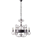 Baltimora Lampadario in ferro laccato nero e ruggine 5 luci 120 Ø60 BL183-5-RG