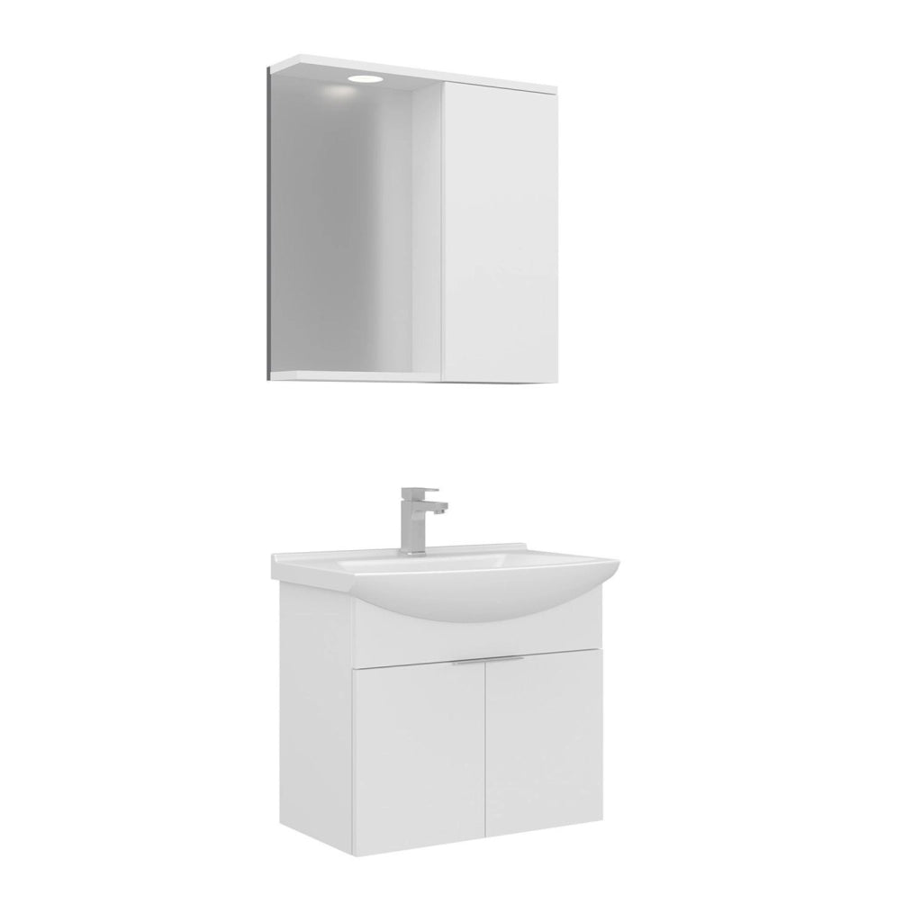 Set mobile lavabo con specchio (2 pezzi) "Purus 65" - 65 x 50 x 58 cm - Bianco