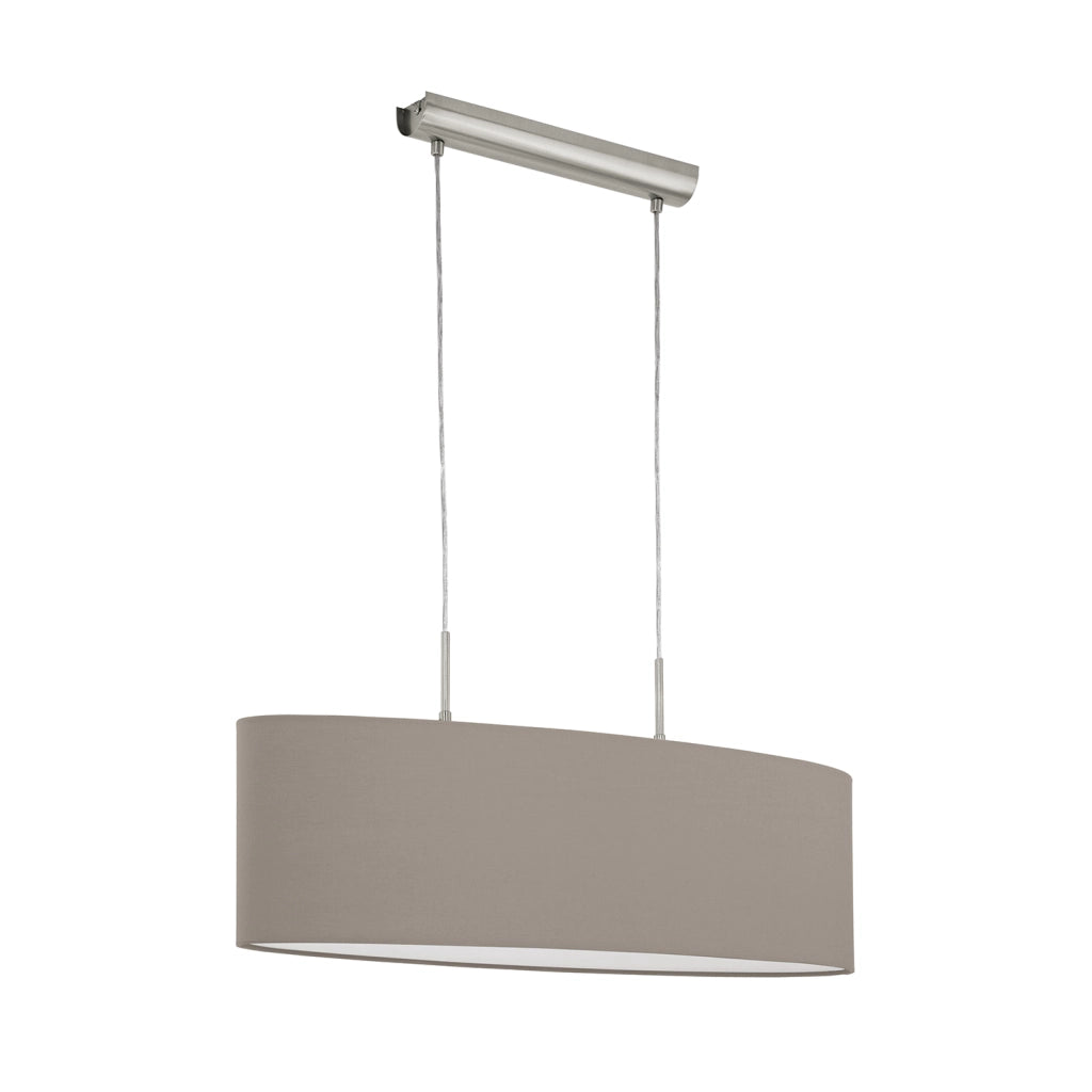 Lampadario A Sospensione Minimal Pasteri Acciaio Nichel Tortora 2 Luci E27