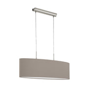 Lampadario A Sospensione Minimal Pasteri Acciaio Nichel Tortora 2 Luci E27